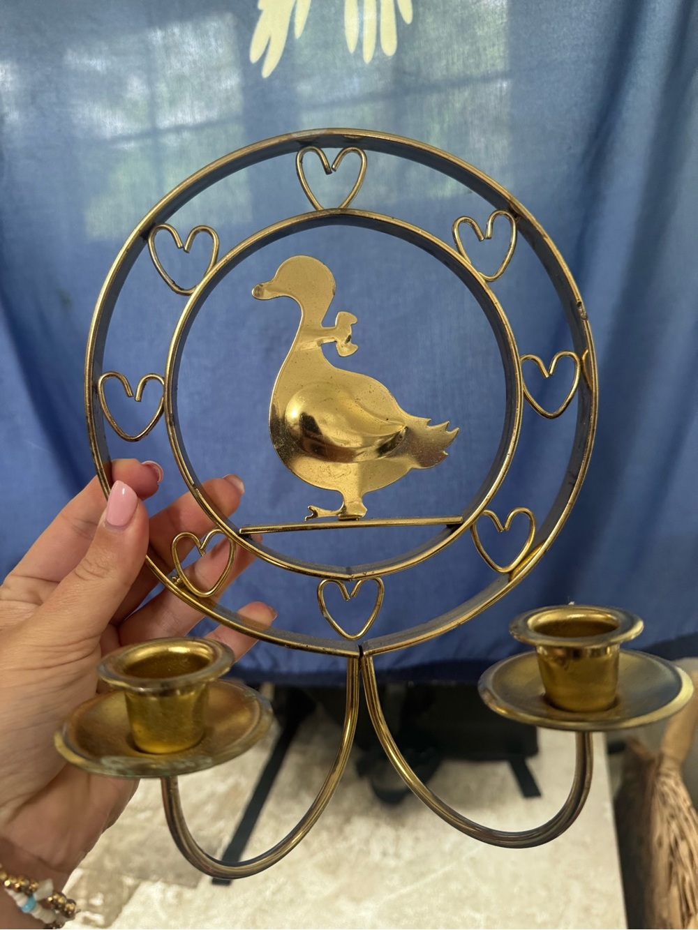 Gold Duck Double Candle Holder - Home Accents